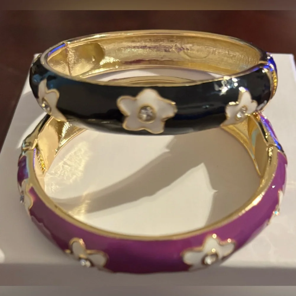 Elegant Black and Purple Floral Bangles